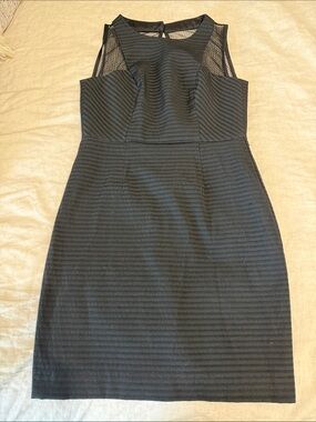 Trina Turk Sleeveless Black Mesh Yoke Sheath Dress